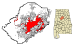 Jefferson County Alabama Incorporated and Unincorporated areas Birmingham Highlighted